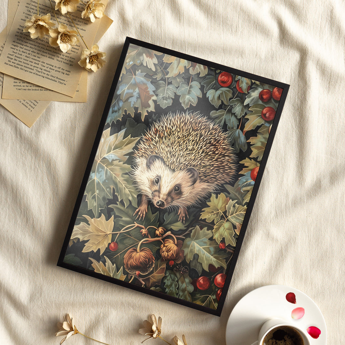 Framed Paper Print - Woodland Hedgehog Hideaway