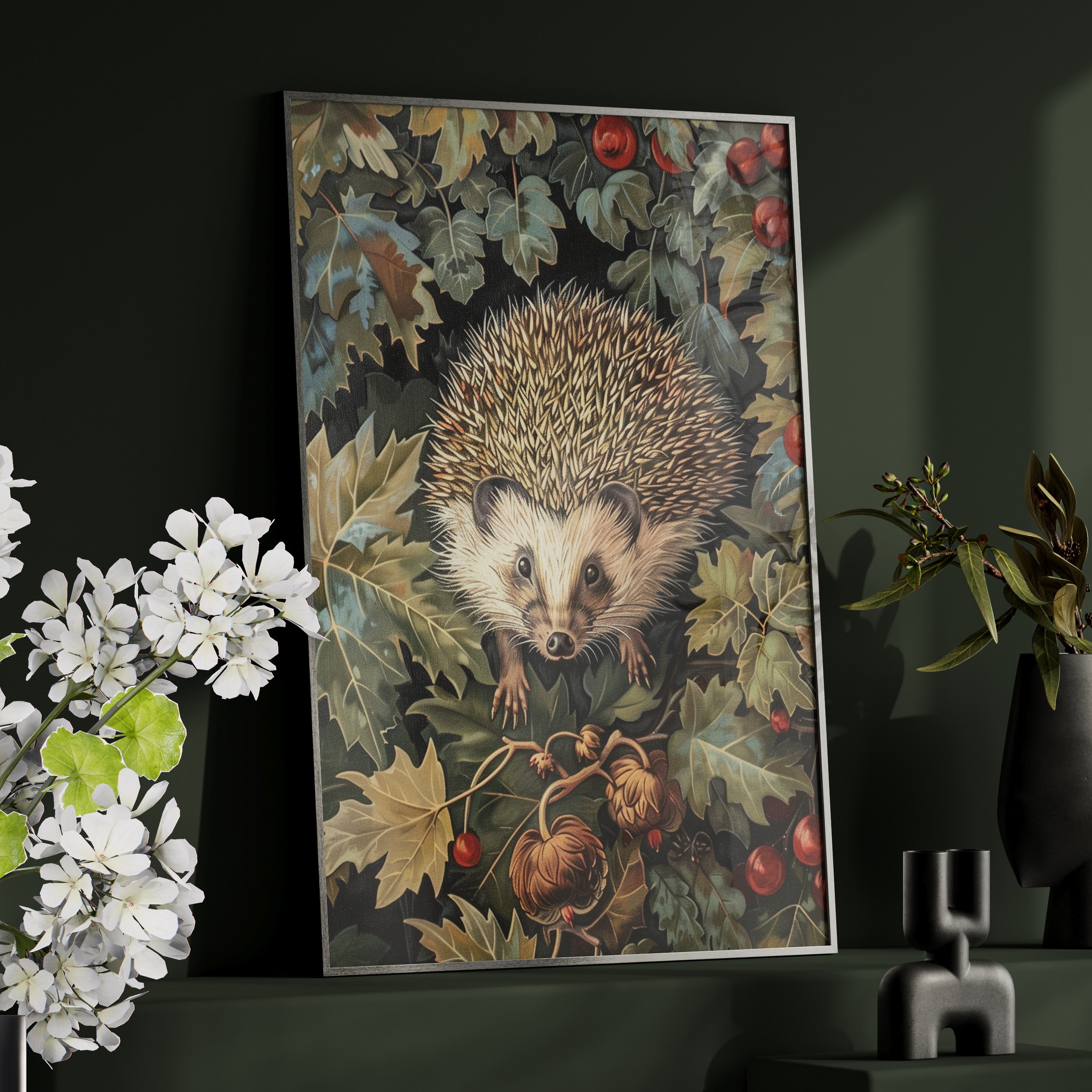 Framed Paper Print - Woodland Hedgehog Hideaway