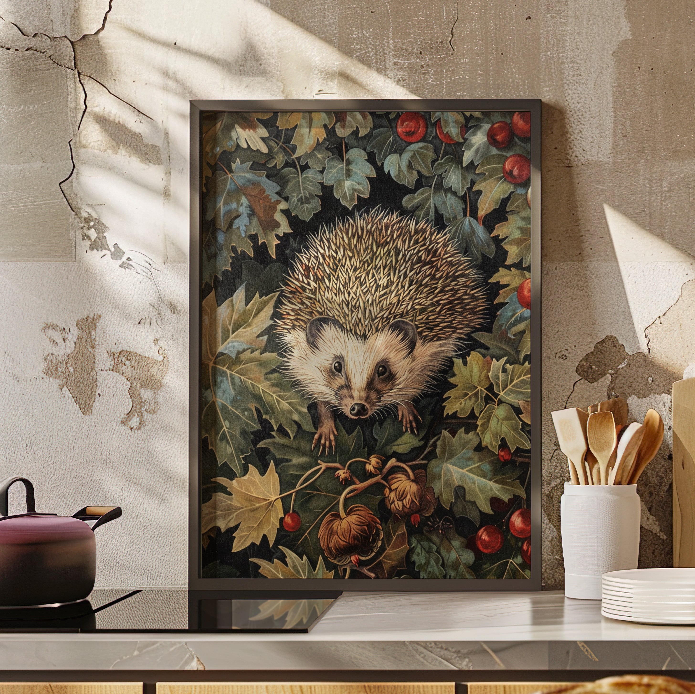 Framed Paper Print - Woodland Hedgehog Hideaway