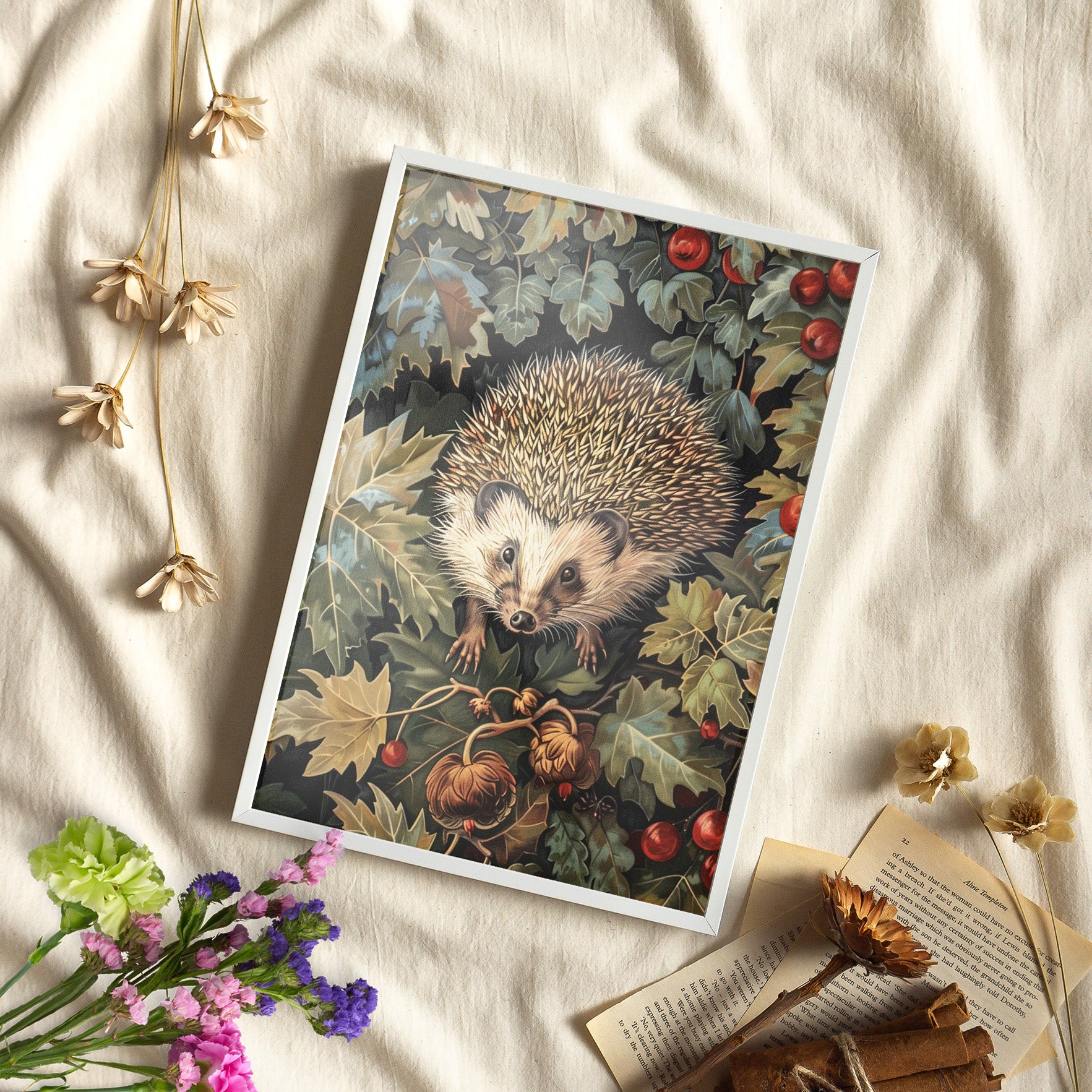 Framed Paper Print - Woodland Hedgehog Hideaway