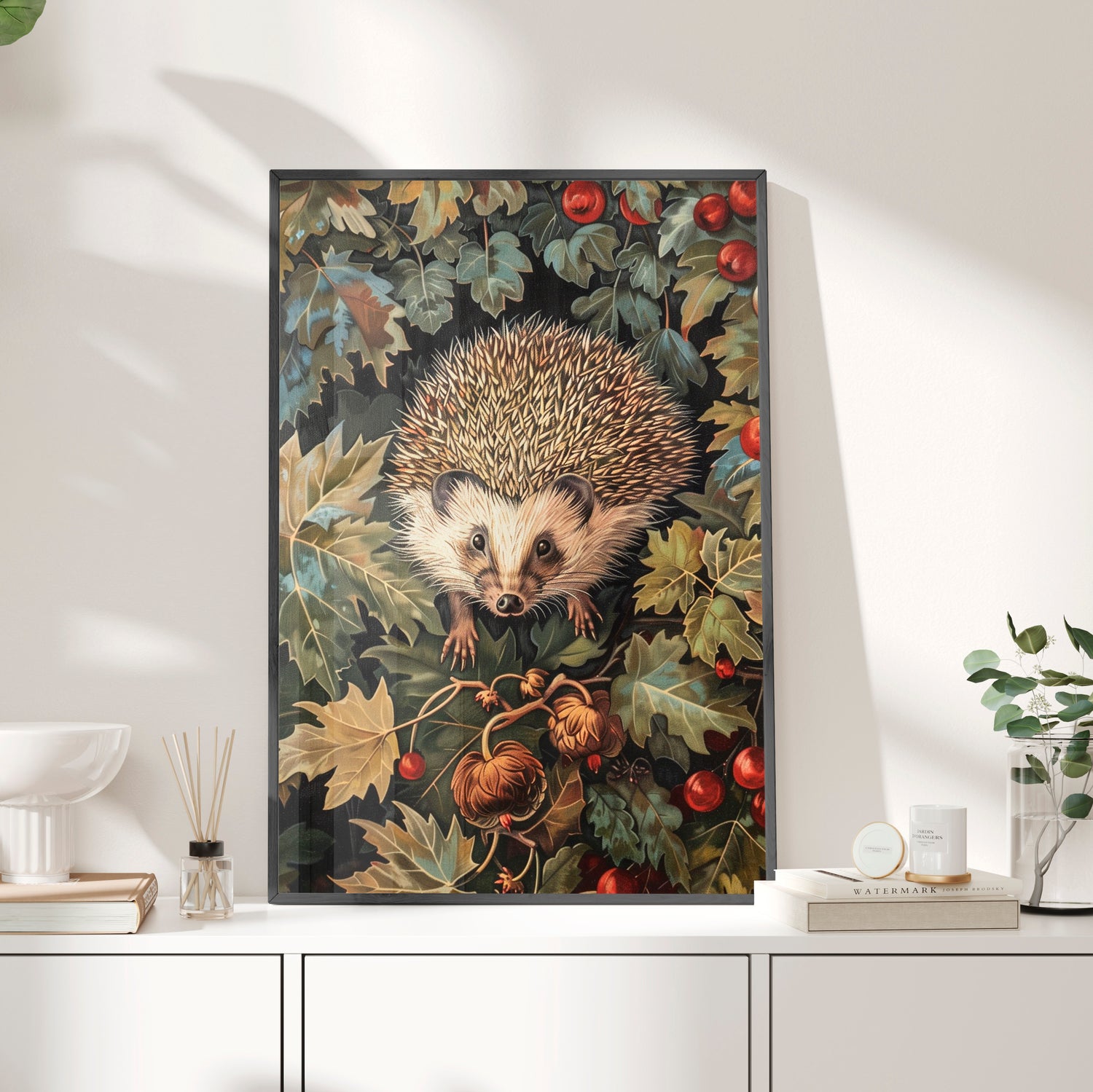 Framed Paper Print - Woodland Hedgehog Hideaway