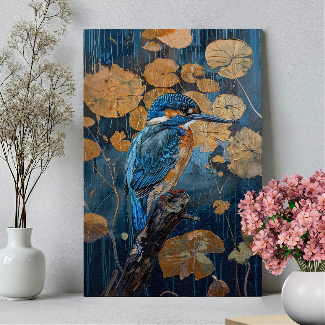 .75&quot; Matte Canvas - Golden Leaves Kingfisher