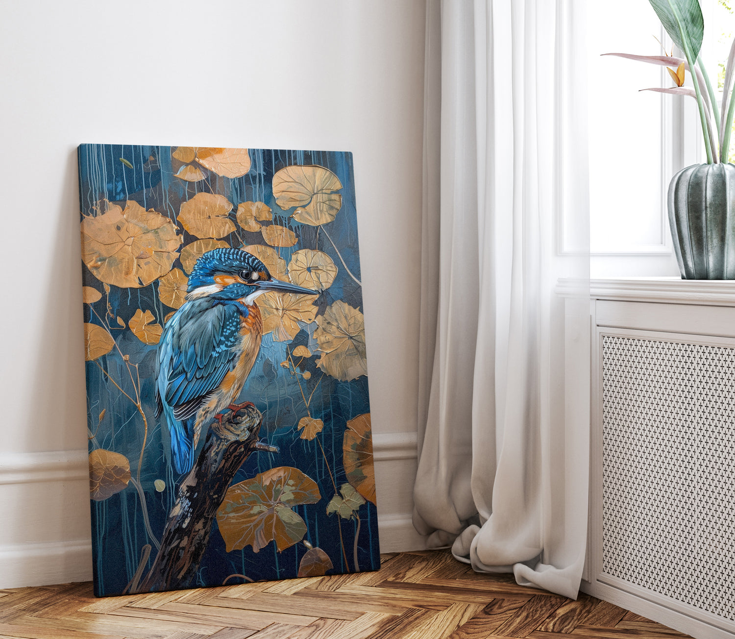 .75&quot; Matte Canvas - Golden Leaves Kingfisher