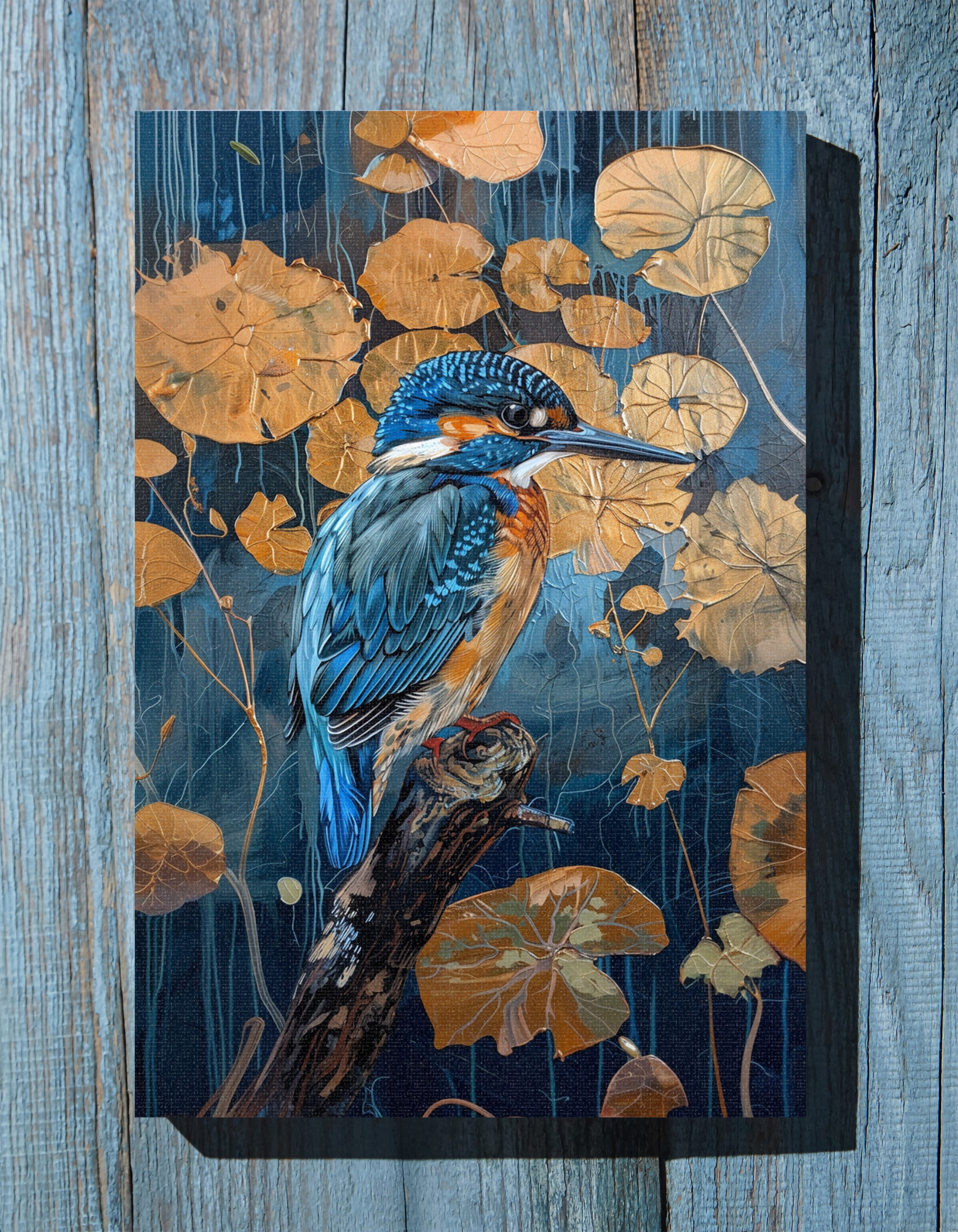 .75&quot; Matte Canvas - Golden Leaves Kingfisher