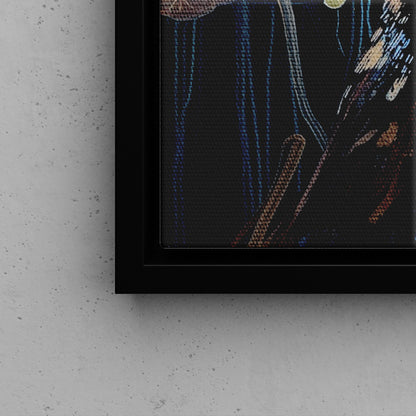 Framed Canvas - Golden Leaves Kingfisher
