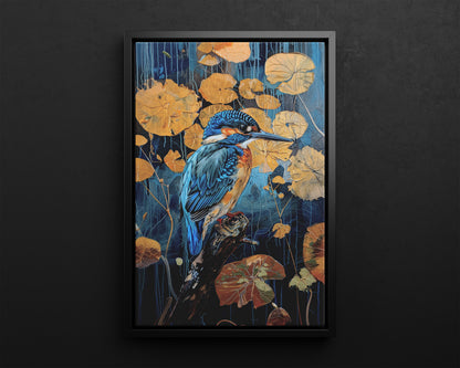 Framed Canvas - Golden Leaves Kingfisher