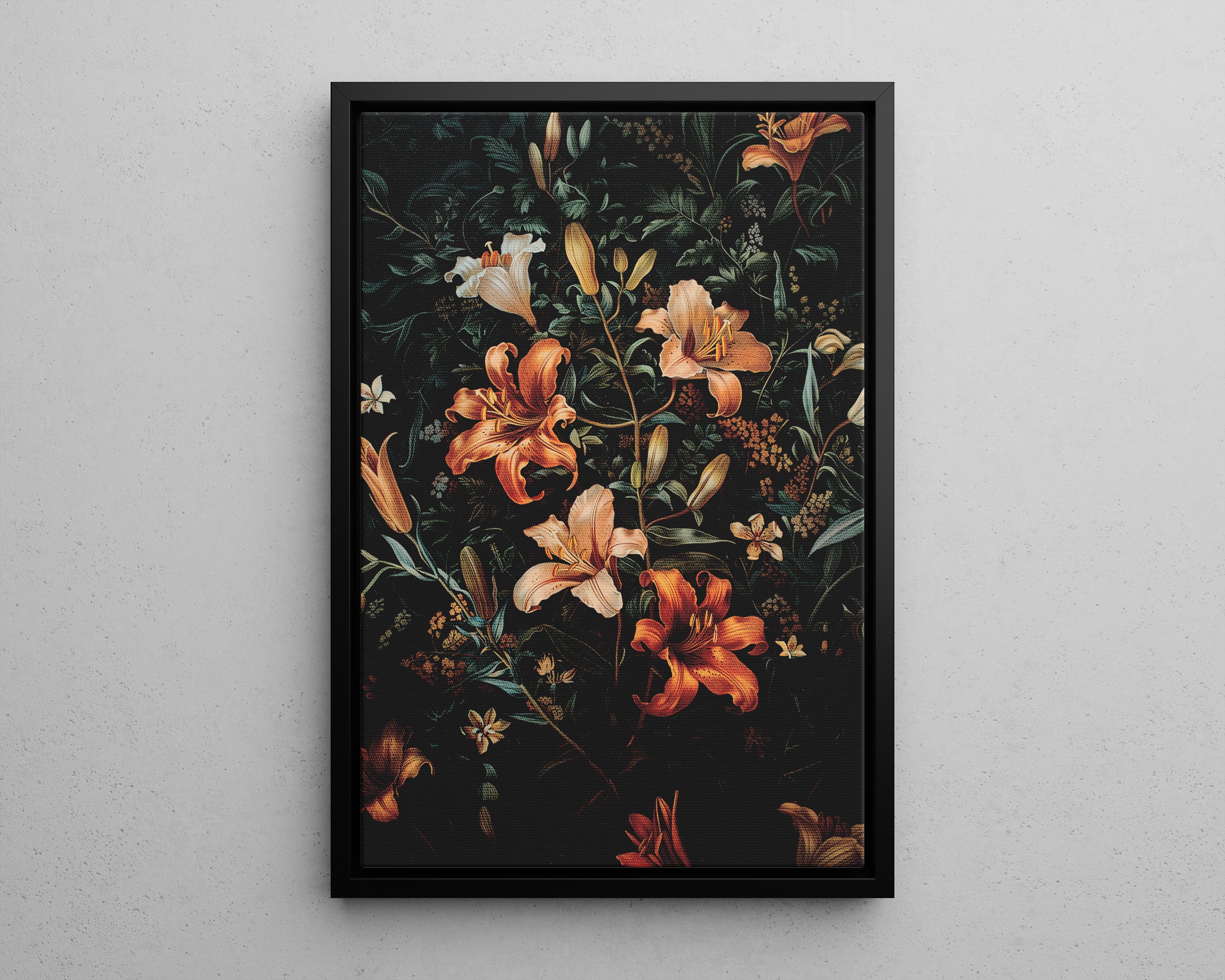 Framed Canvas - Elegant Blooming Lilies