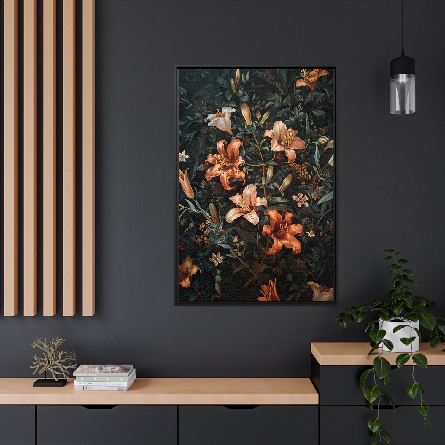 Framed Canvas - Elegant Blooming Lilies