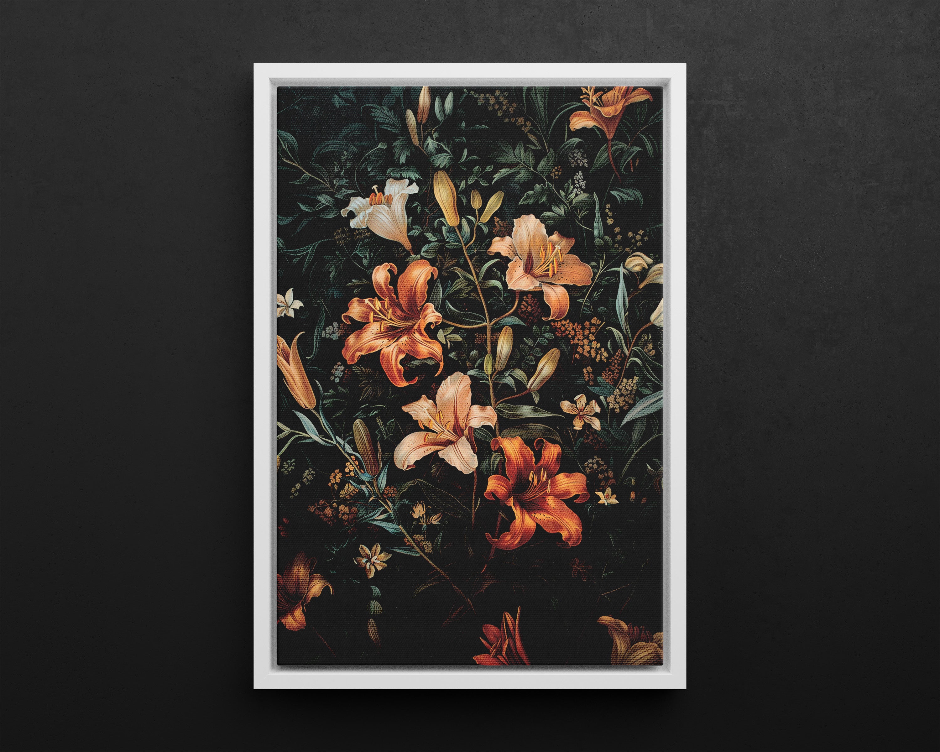Framed Canvas - Elegant Blooming Lilies