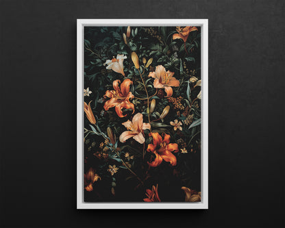 Framed Canvas - Elegant Blooming Lilies