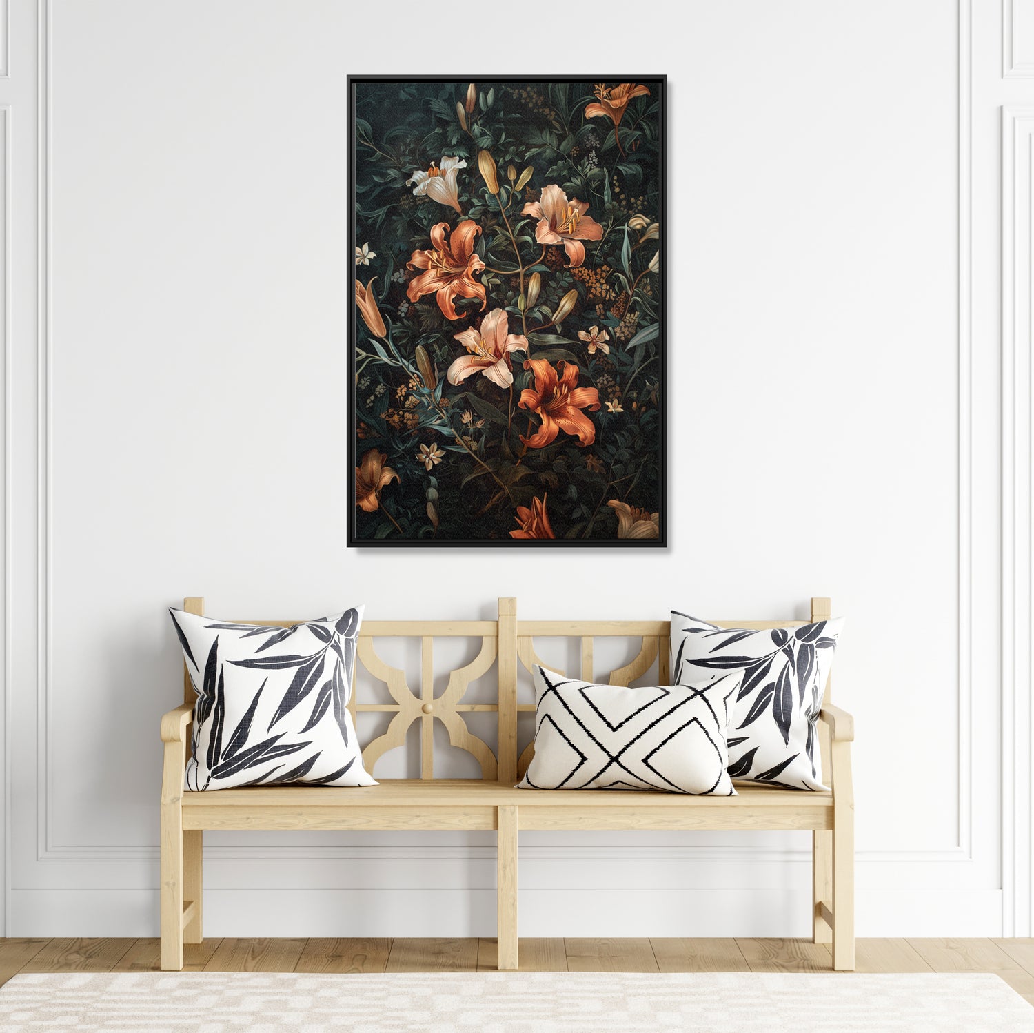 Framed Canvas - Elegant Blooming Lilies