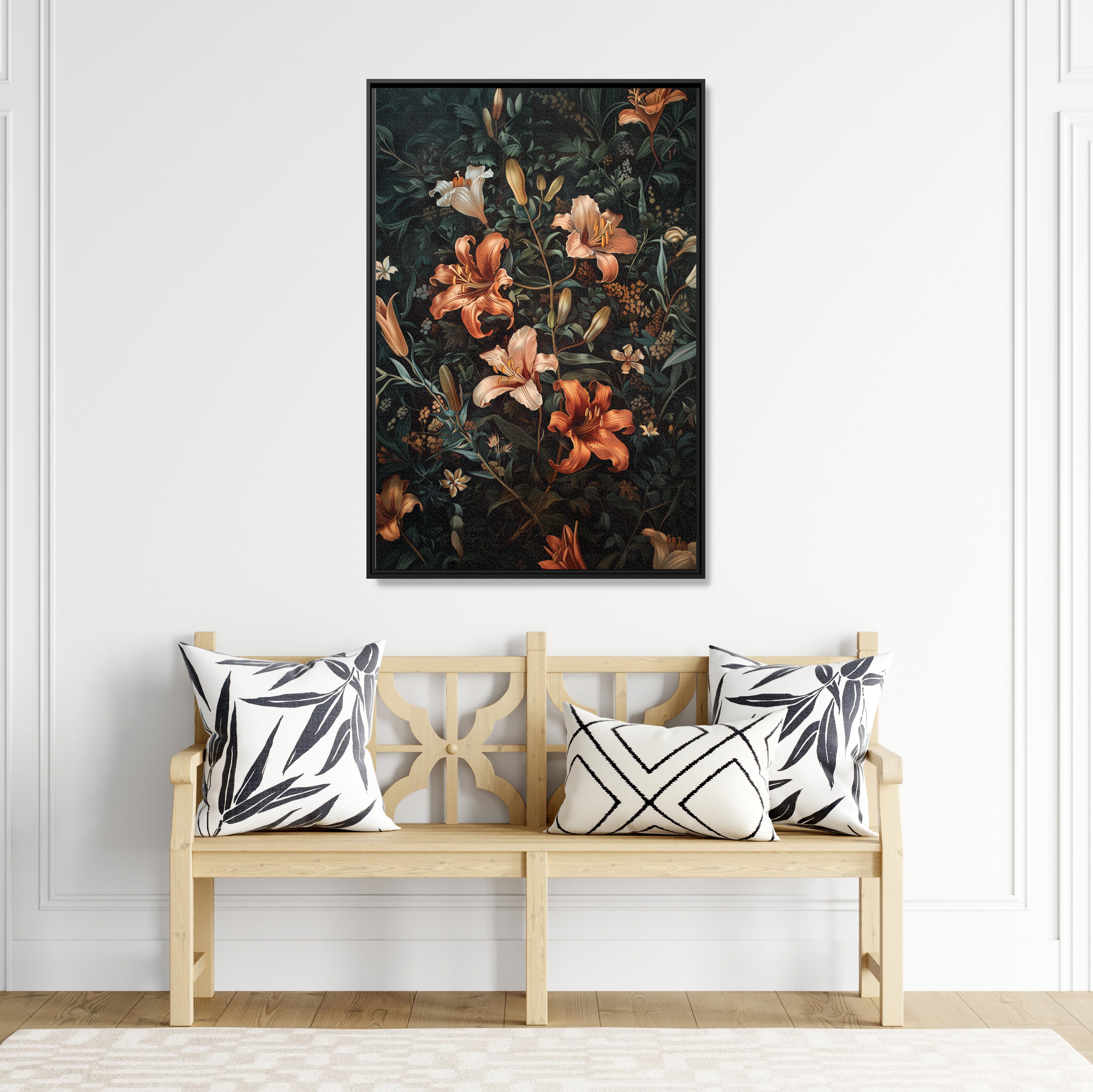 Framed Canvas - Elegant Blooming Lilies