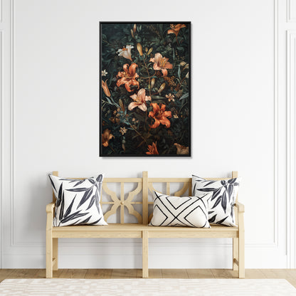 Framed Canvas - Elegant Blooming Lilies
