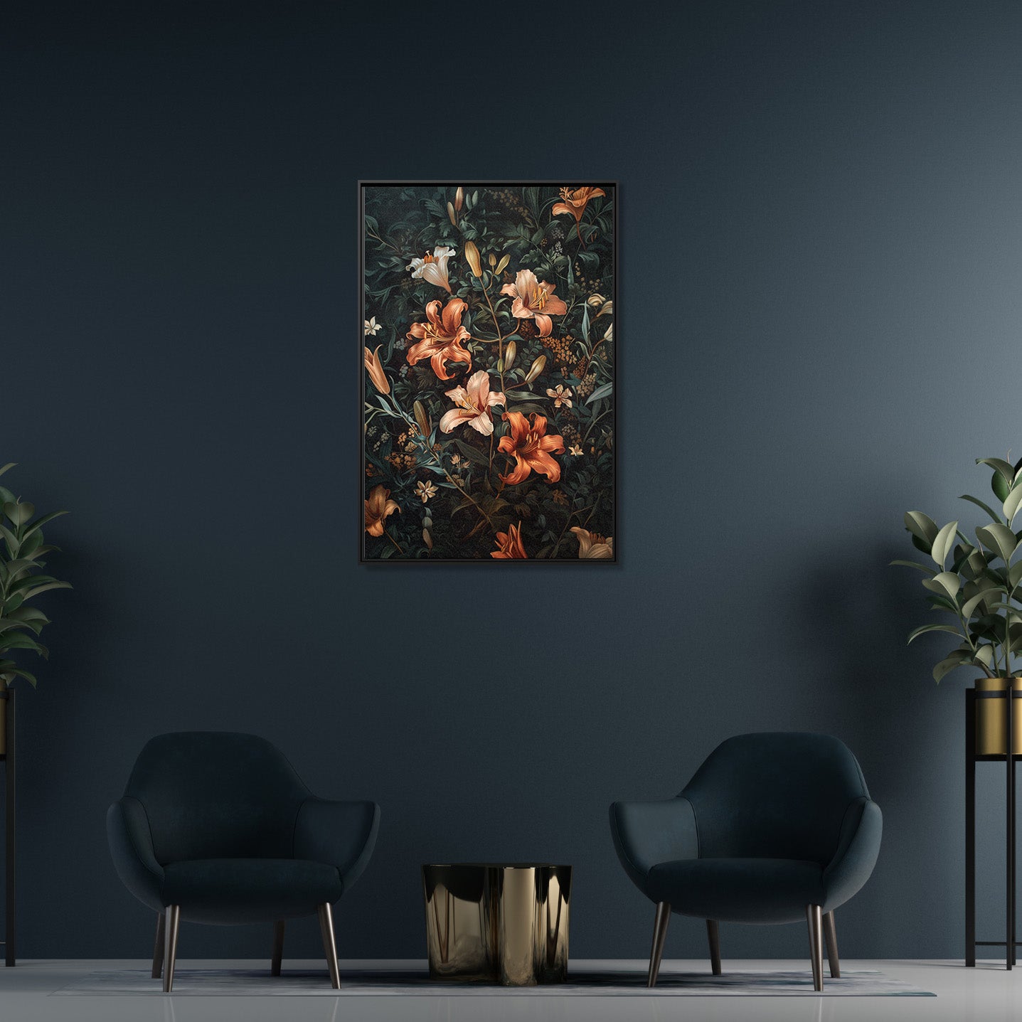 Framed Canvas - Elegant Blooming Lilies