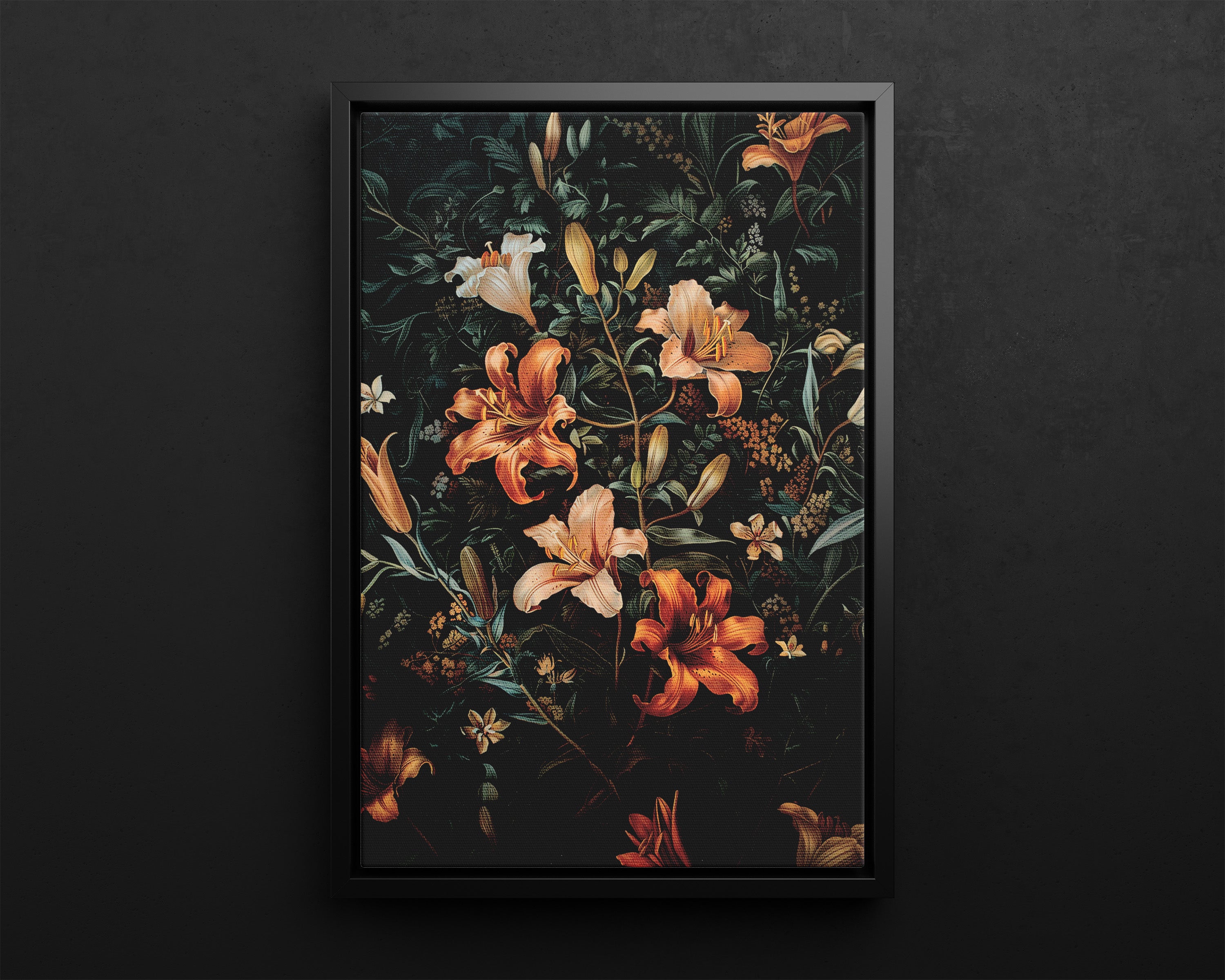 Framed Canvas - Elegant Blooming Lilies