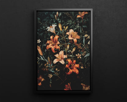 Framed Canvas - Elegant Blooming Lilies