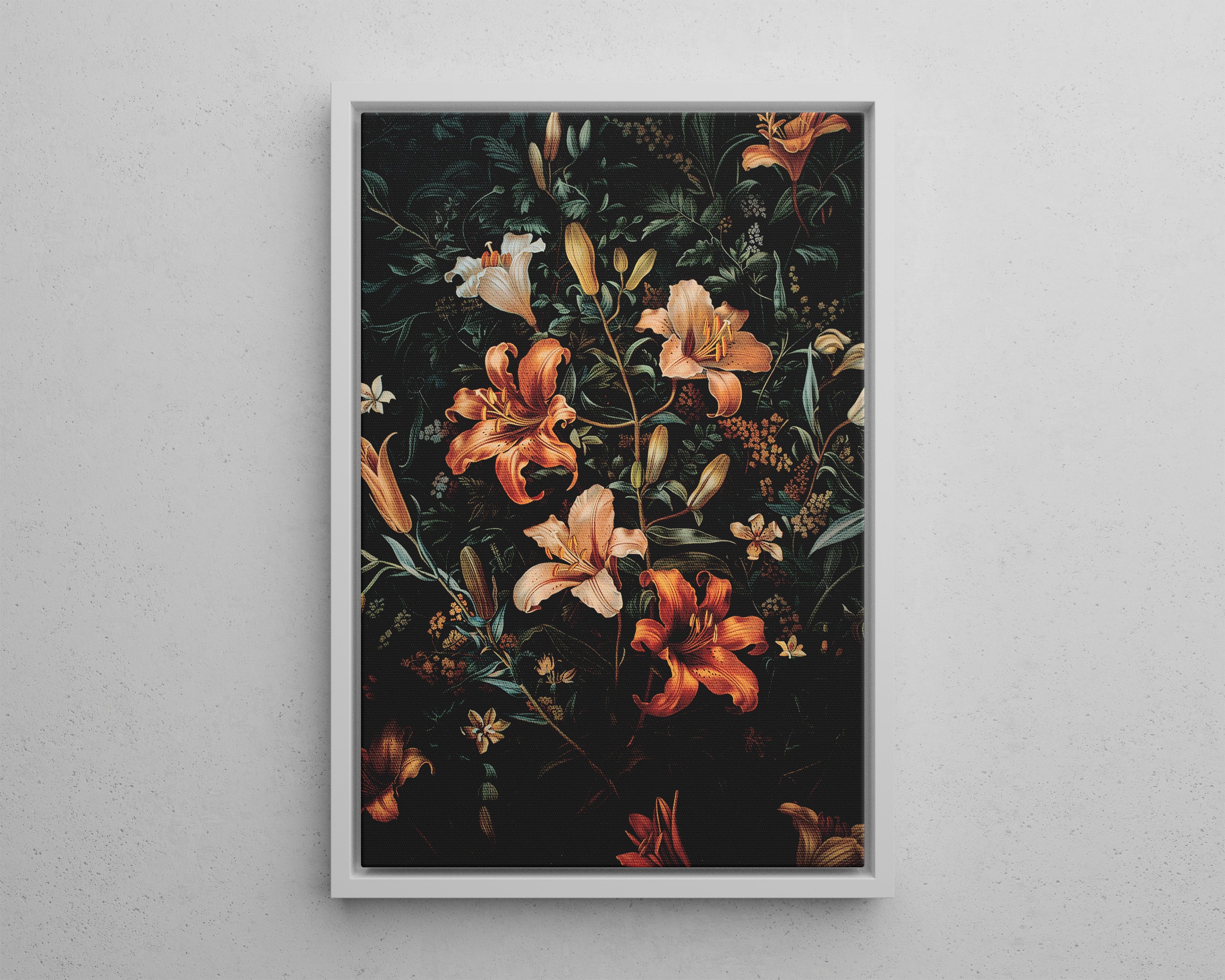 Framed Canvas - Elegant Blooming Lilies
