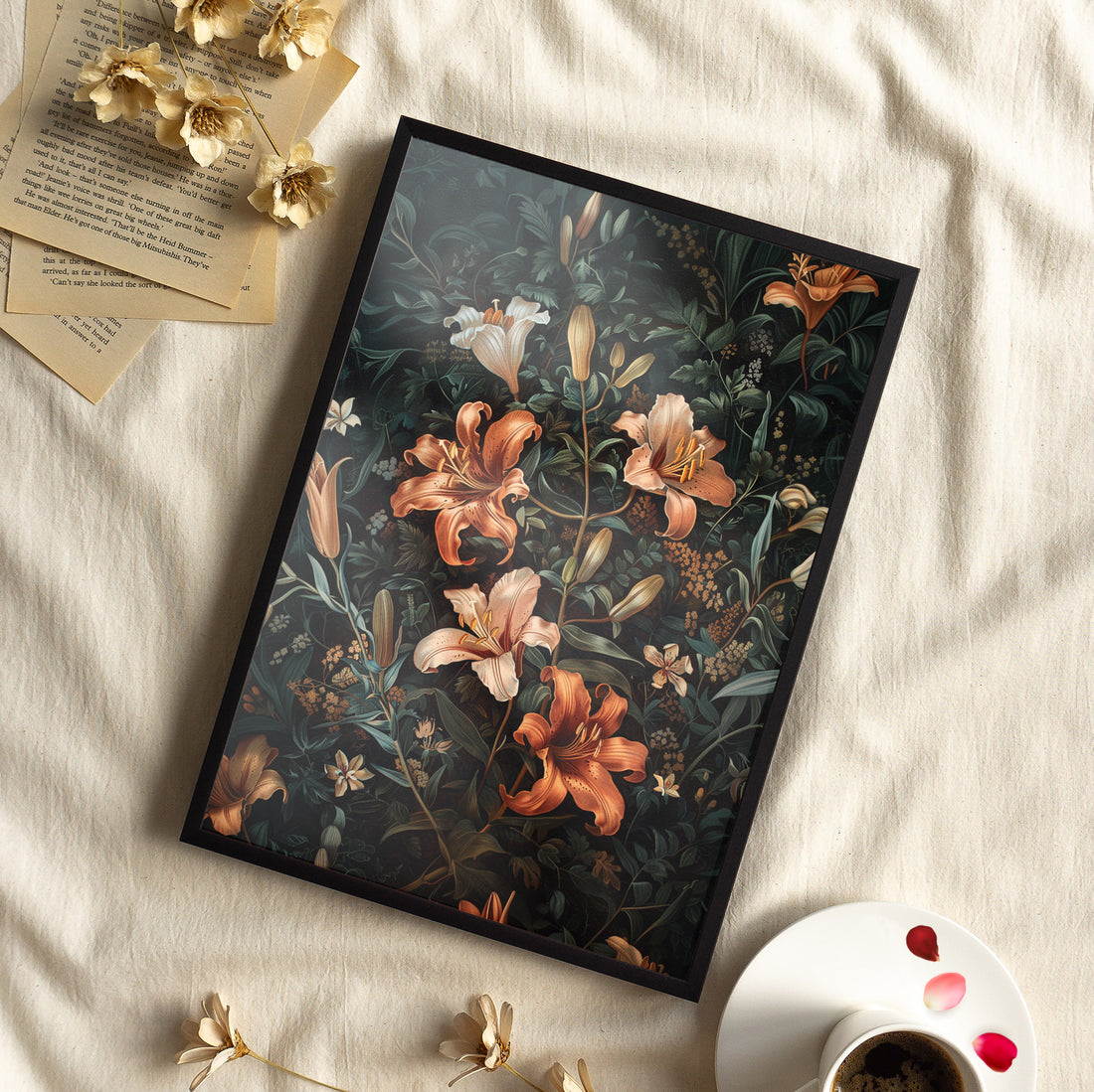 Framed Paper Print - Elegant Blooming Lilies