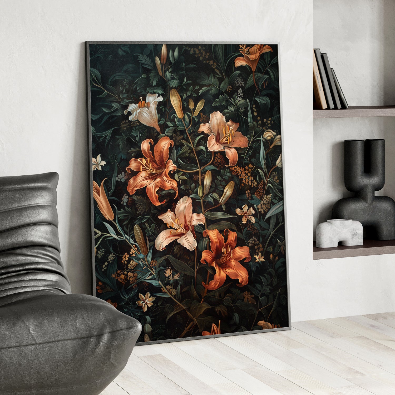 Framed Paper Print - Elegant Blooming Lilies