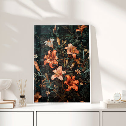 Framed Paper Print - Elegant Blooming Lilies