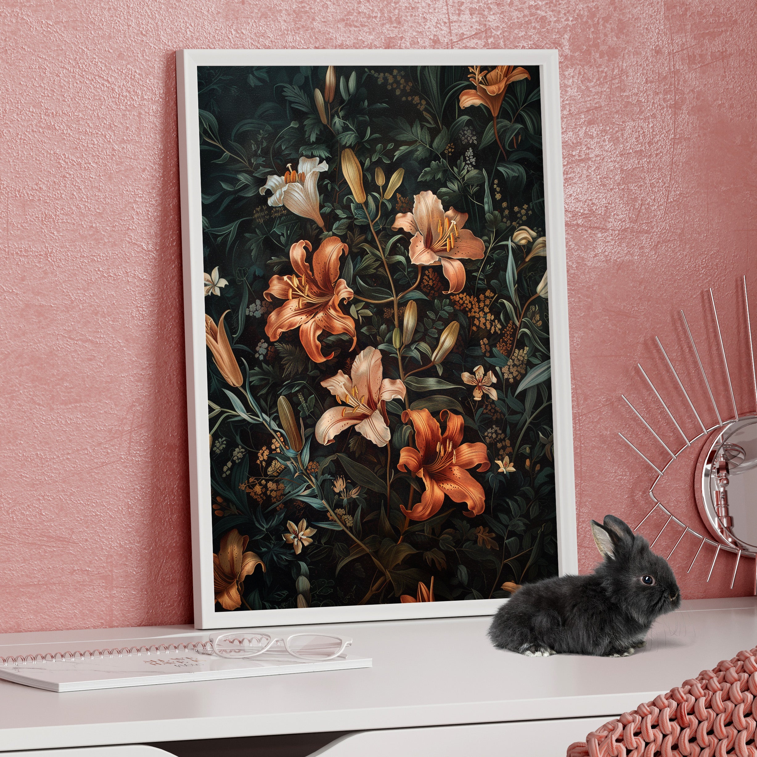 Framed Paper Print - Elegant Blooming Lilies