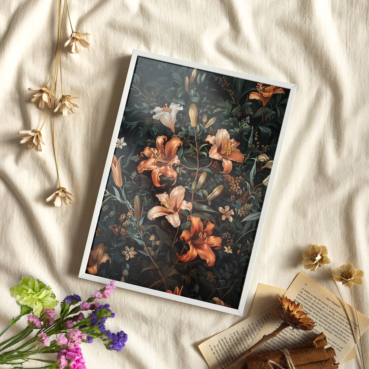 Framed Paper Print - Elegant Blooming Lilies