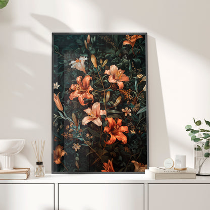 Framed Paper Print - Elegant Blooming Lilies