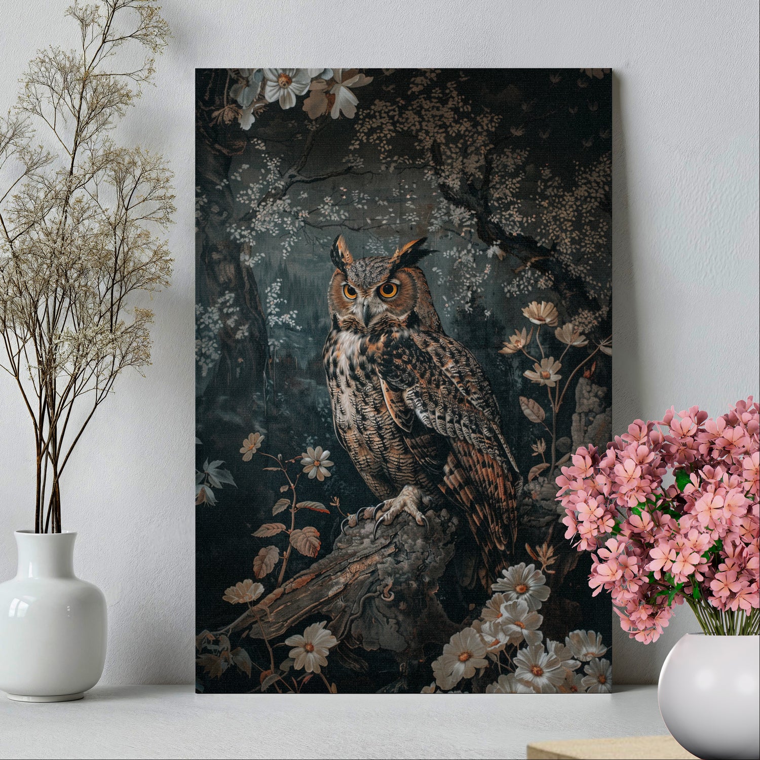 .75" Matte Canvas - Midnight Watchful Owl