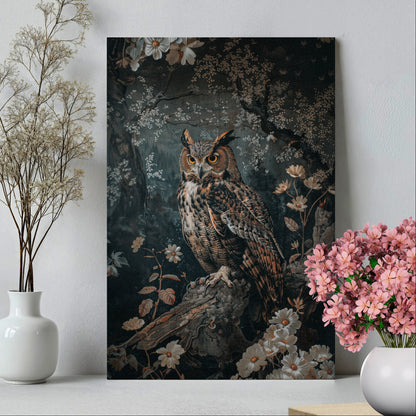 .75" Matte Canvas - Midnight Watchful Owl
