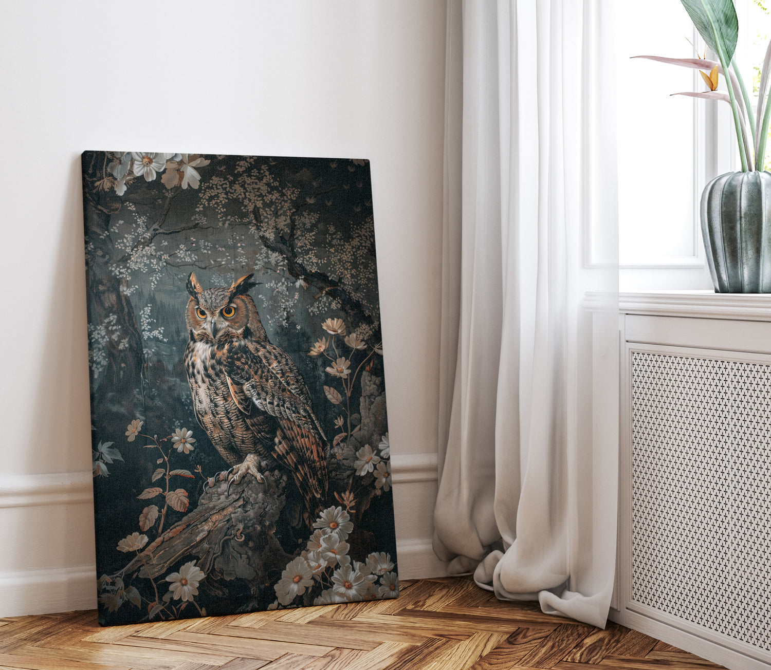.75" Matte Canvas - Midnight Watchful Owl