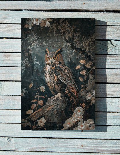 .75" Matte Canvas - Midnight Watchful Owl