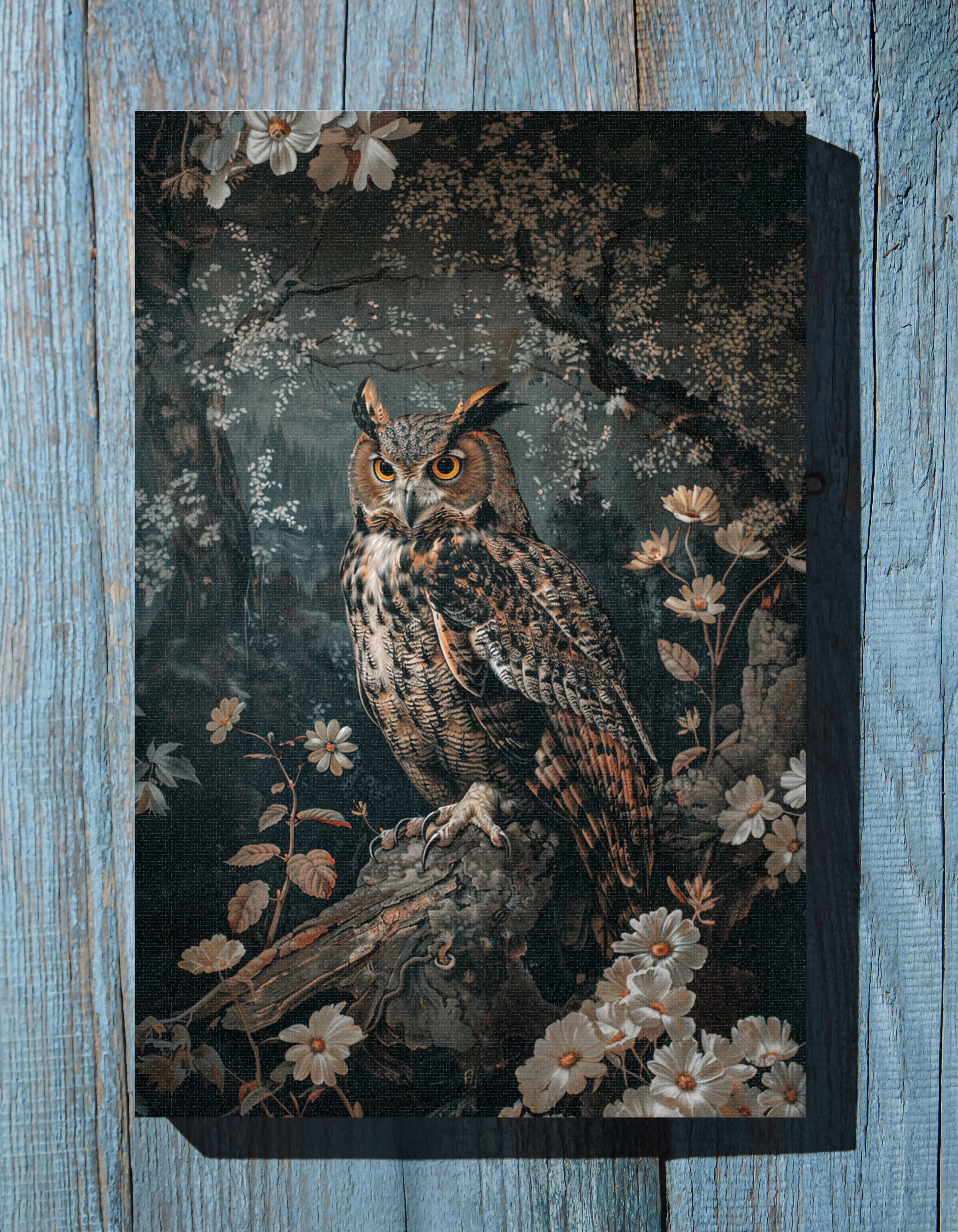 .75" Matte Canvas - Midnight Watchful Owl
