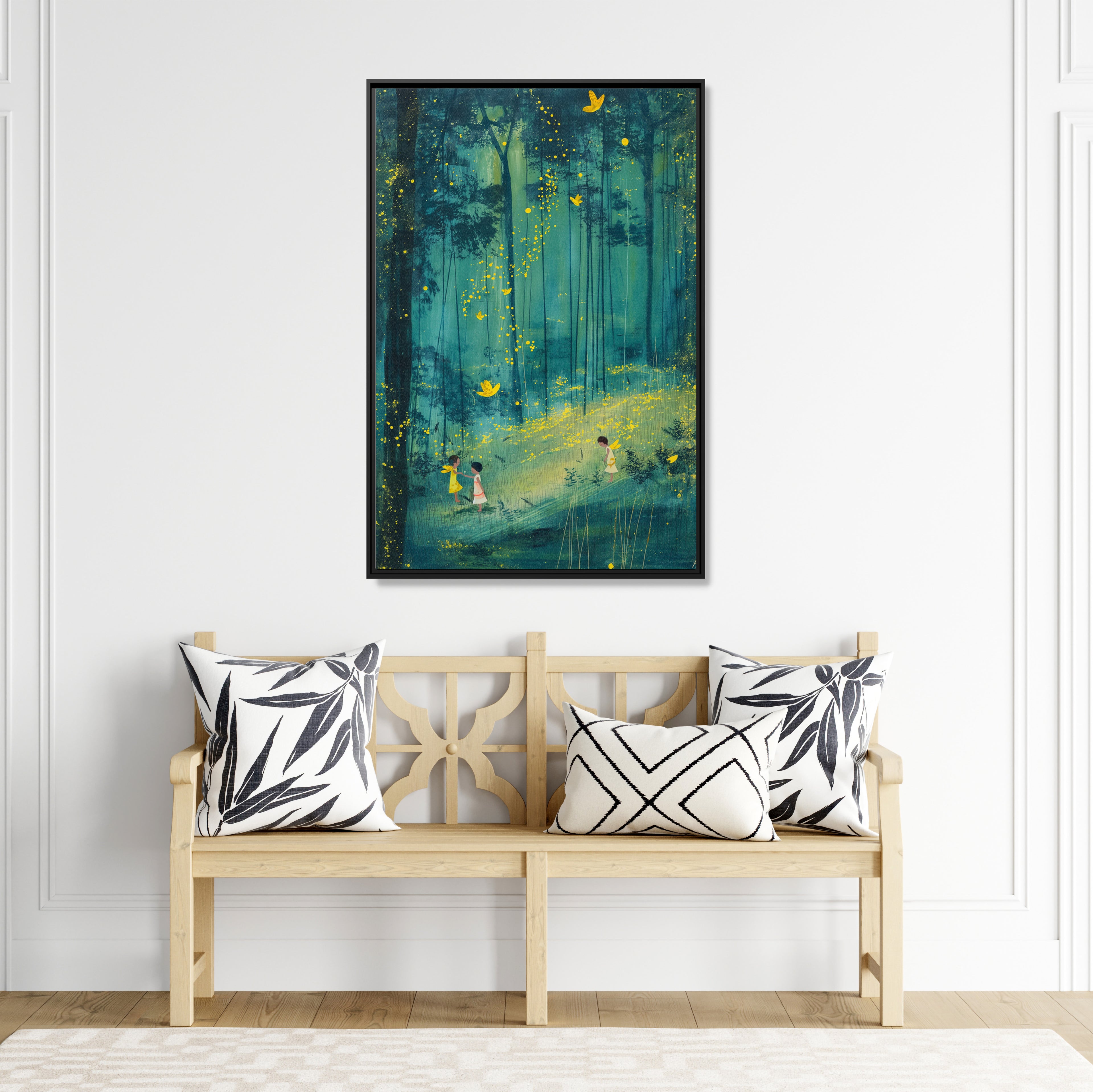 Framed Canvas - Enchanted Firefly Forest
