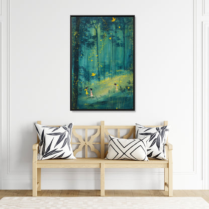 Framed Canvas - Enchanted Firefly Forest