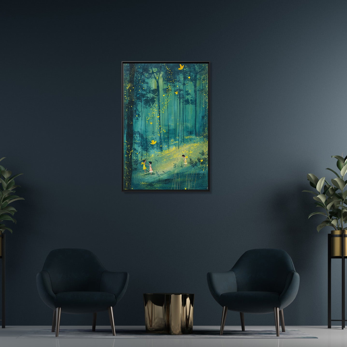 Framed Canvas - Enchanted Firefly Forest