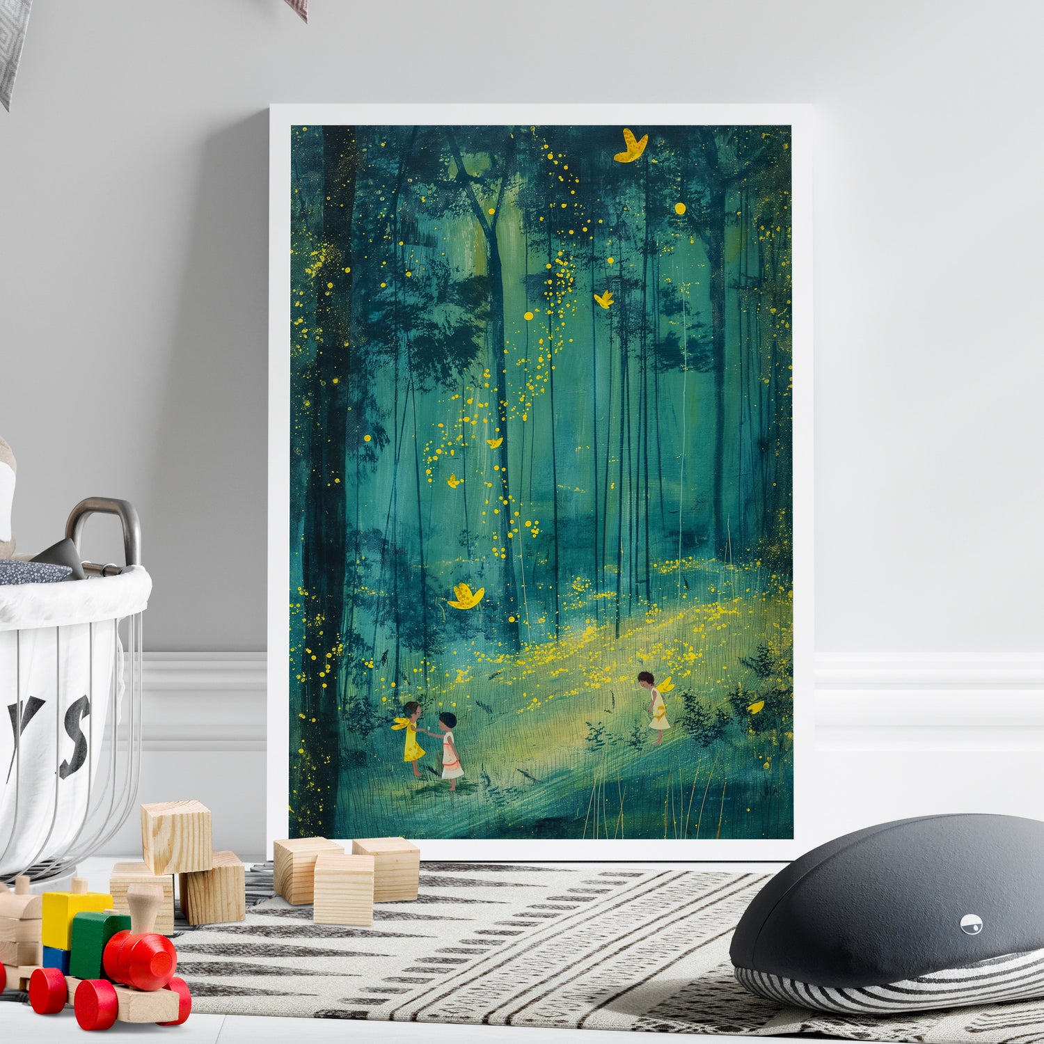 Framed Paper Print - Enchanted Firefly Forest