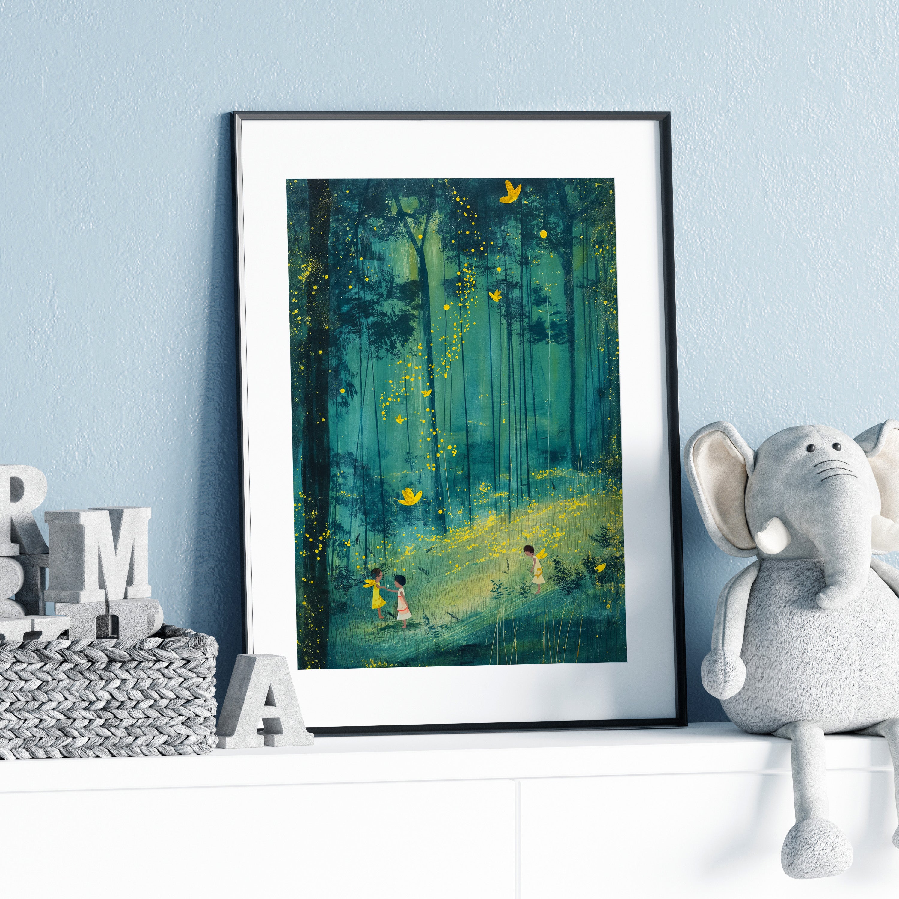 Framed Paper Print - Enchanted Firefly Forest