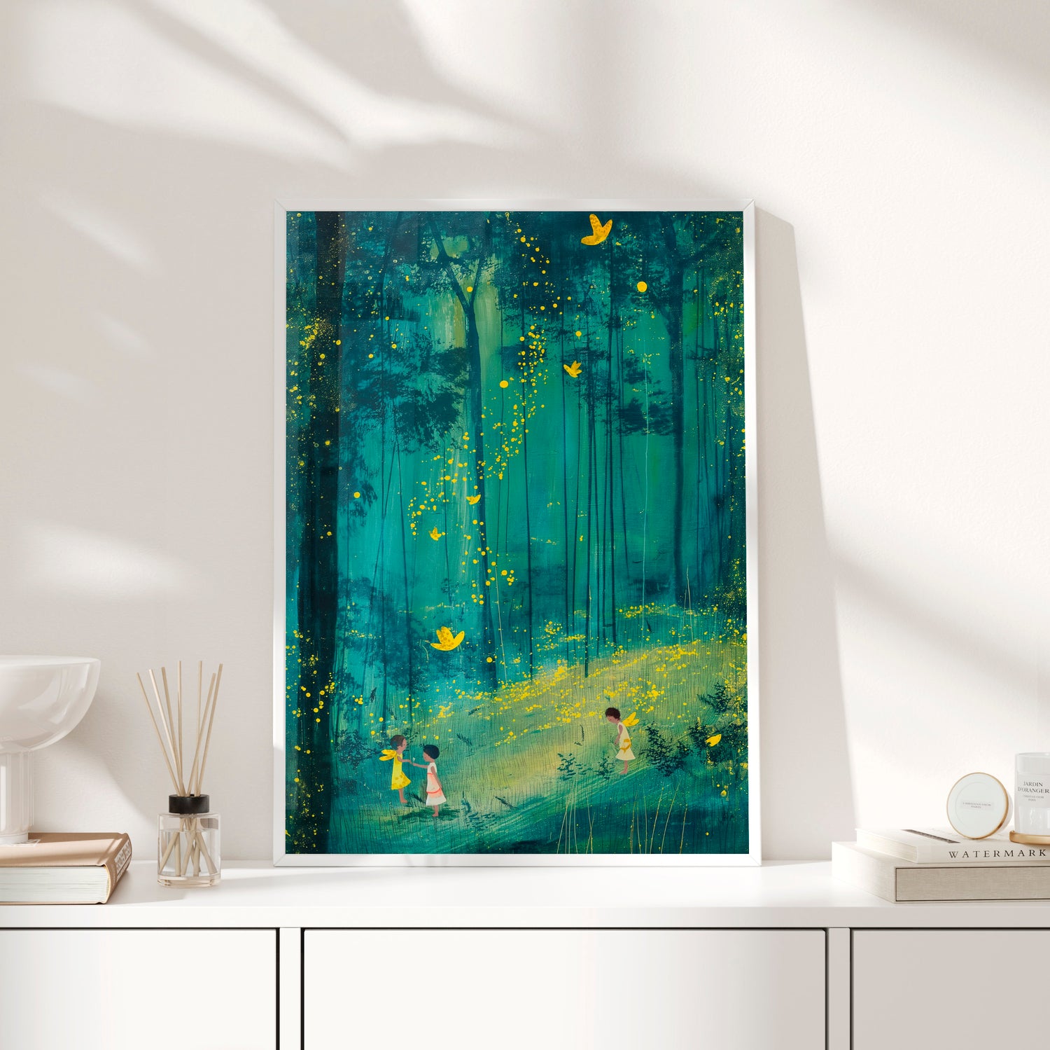 Framed Paper Print - Enchanted Firefly Forest