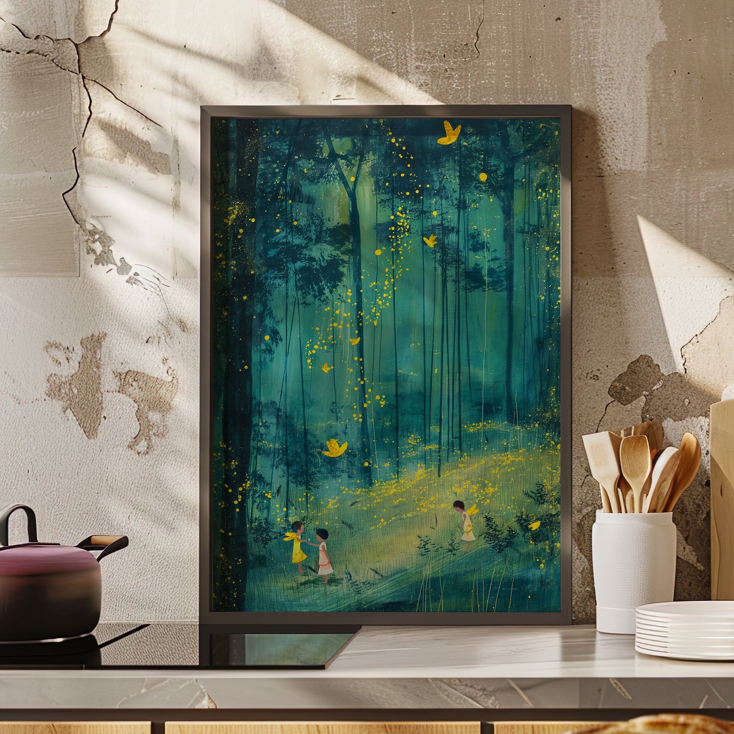 Framed Paper Print - Enchanted Firefly Forest