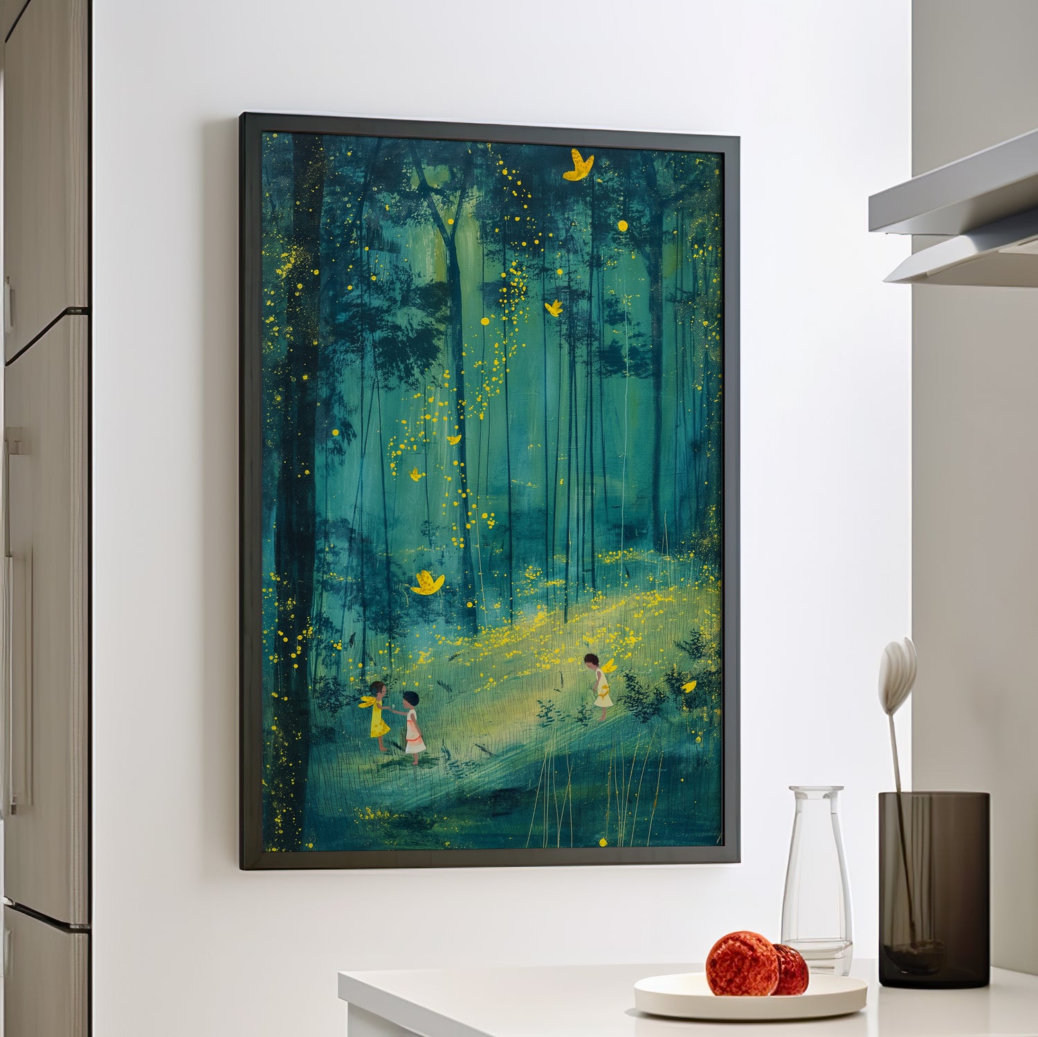 Framed Paper Print - Enchanted Firefly Forest