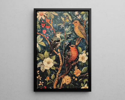 Framed Canvas - Robin and Sparrow Symphony