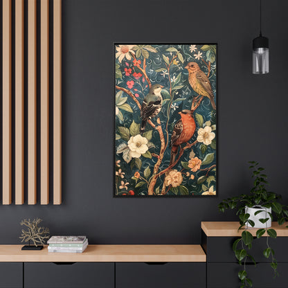 Framed Canvas - Robin and Sparrow Symphony
