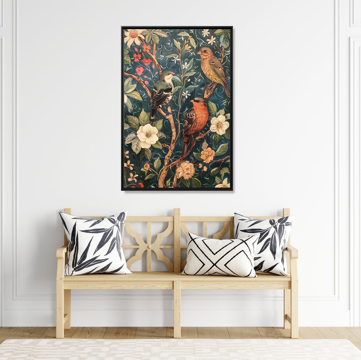 Framed Canvas - Robin and Sparrow Symphony