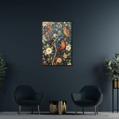 Framed Canvas - Robin and Sparrow Symphony