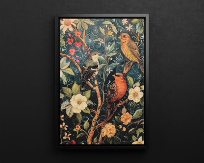 Framed Canvas - Robin and Sparrow Symphony