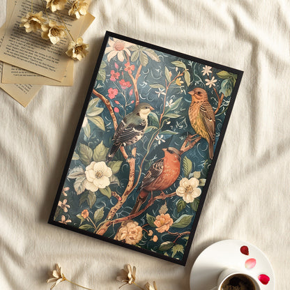 Framed Paper Print - Robin and Sparrow Symphony