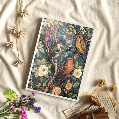 Framed Paper Print - Robin and Sparrow Symphony