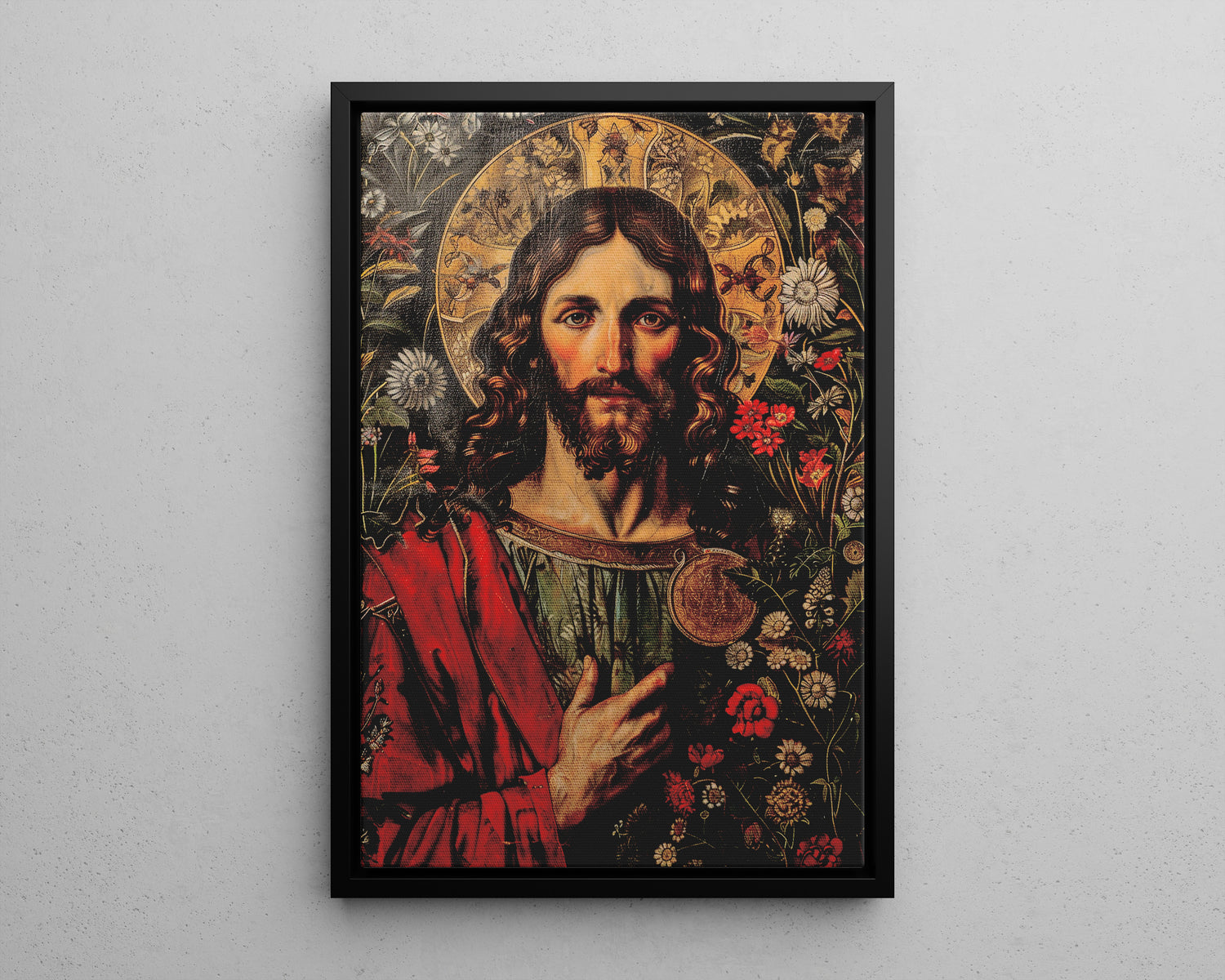 Framed Canvas - Sacred Floral Savior