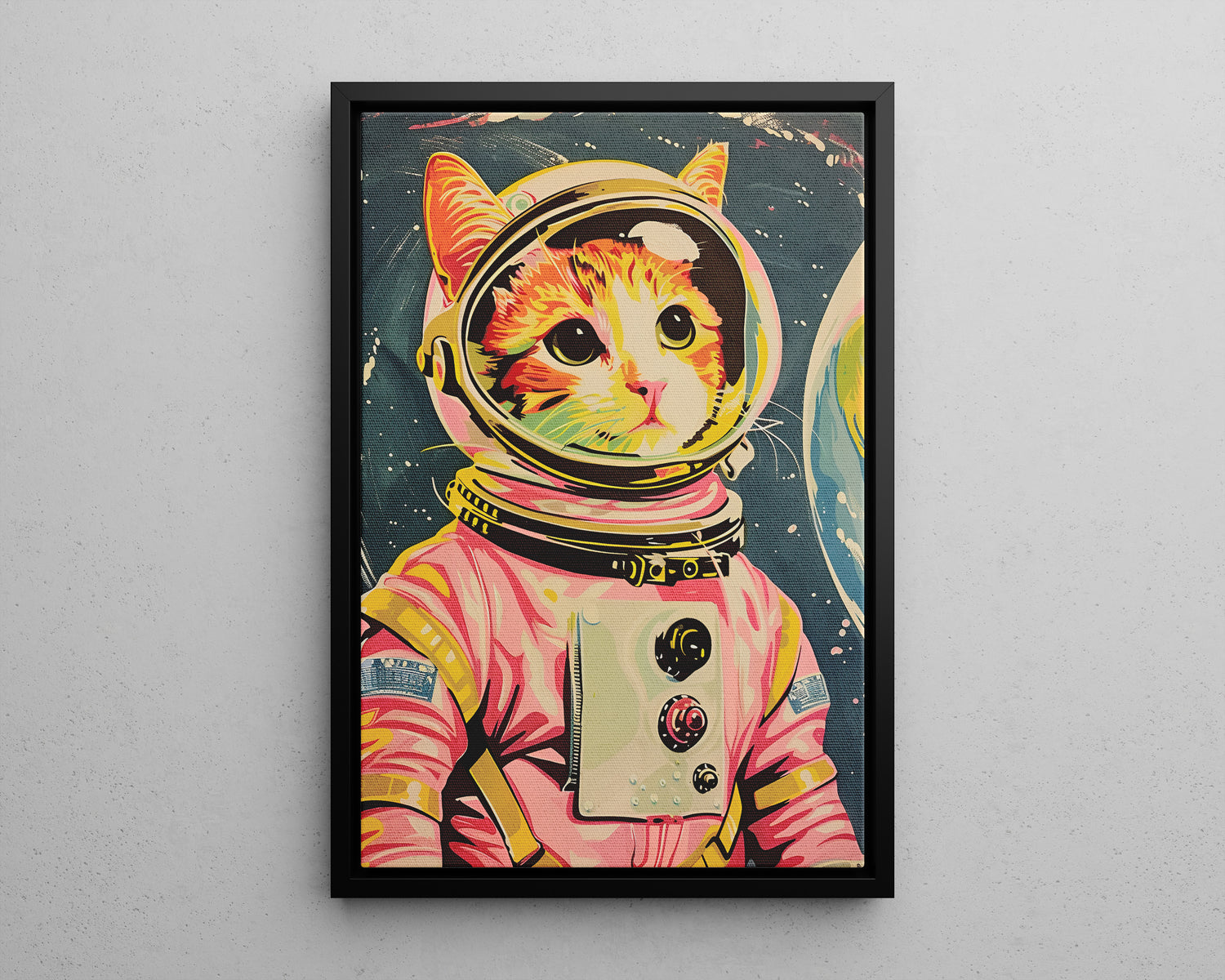 Framed Canvas - Catstronaut Pink Mission