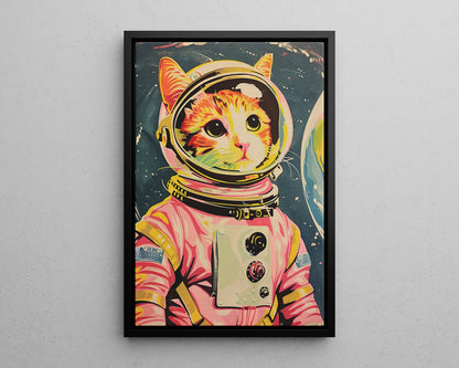 Framed Canvas - Catstronaut Pink Mission